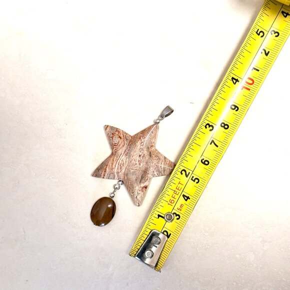 2/$20, Large Earthy Crazy Lace Agate Pendant, Genuine Gemstone Star Pendant - Picture 11 of 13